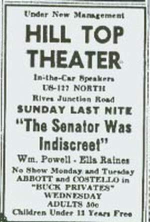 Hilltop Drive-In Theatre - Hilltop Ad July 1 1951